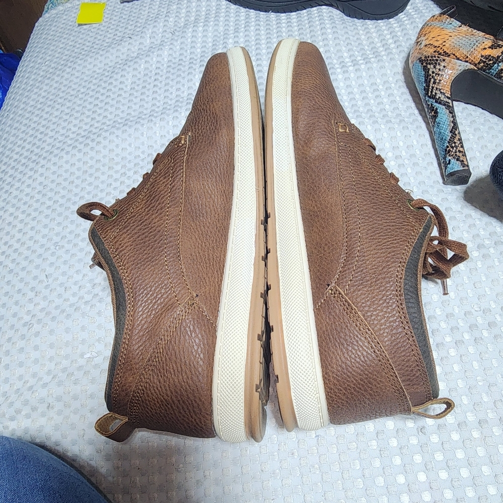 LEVI STRAUSS EUC MENS SZ 13 BROWN LEATHER LACE UP SNEAKER OXFORDS SHOES - Picture 9 of 9